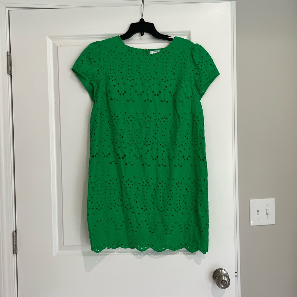 Crown & Ivy Happy Green Babydoll Dress with Lace Cutouts